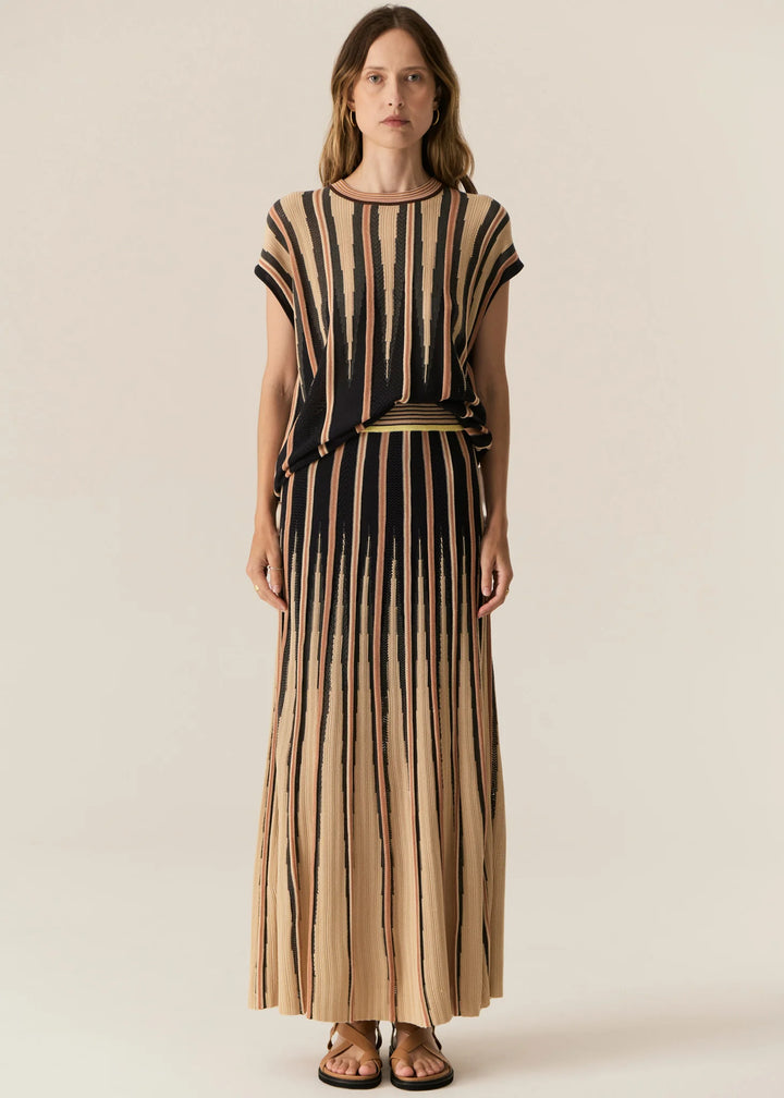 Pol Tedd Knit Skirt - Ink/Camel