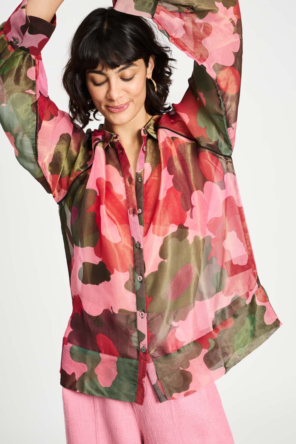 Pom Abstract Flower Shimmer Blouse - Shop 9