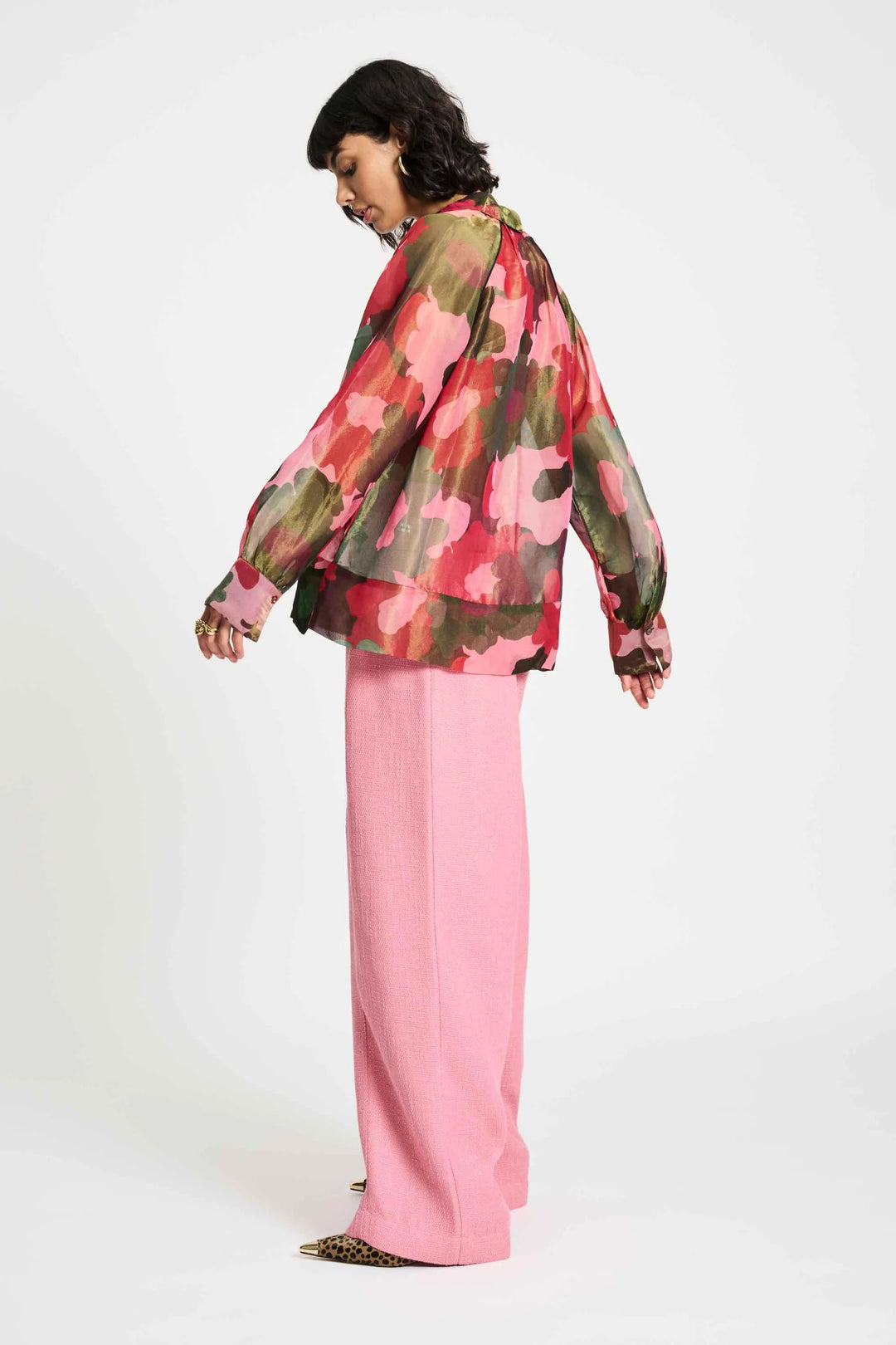 Pom Abstract Flower Shimmer Blouse - Shop 9