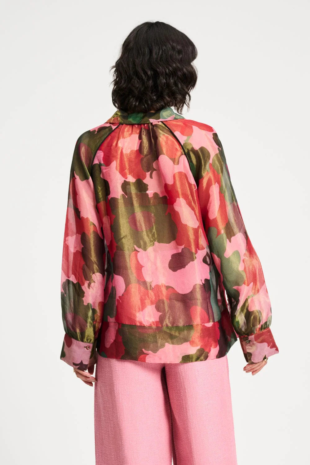Pom Abstract Flower Shimmer Blouse - Shop 9