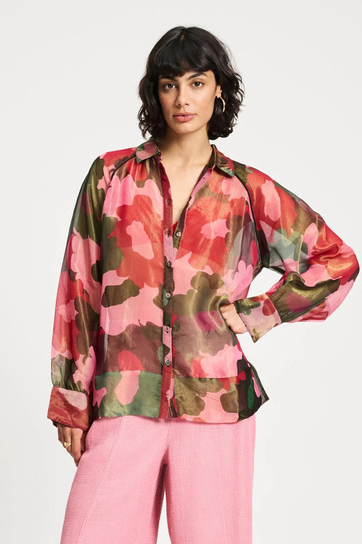 Pom Abstract Flower Shimmer Blouse - Shop 9