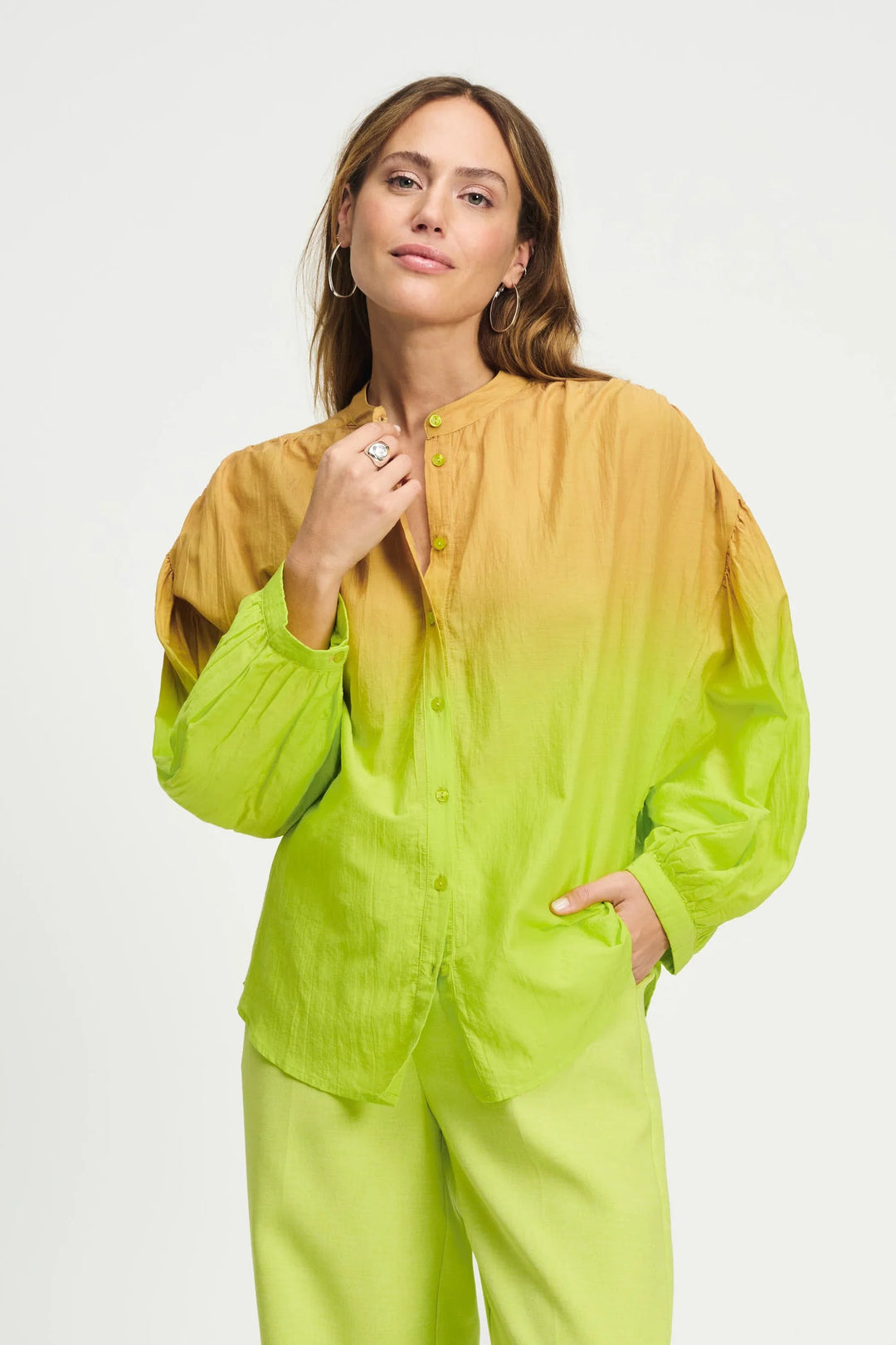 Pom Amsterdam Blouse - Faded Summer Lime - Shop 9