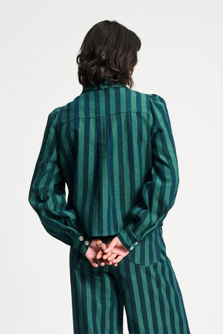 Pom Denim Striped Blouse