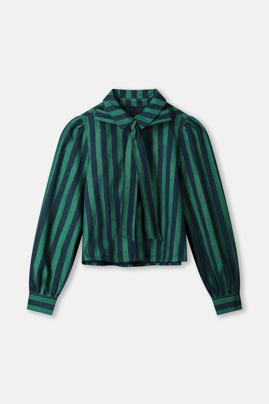 Pom Denim Striped Blouse