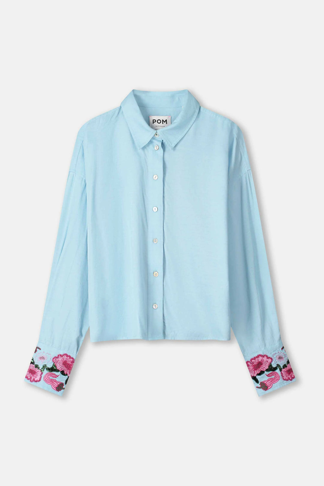Pom Melange Blouse - Sky Blue - Shop 9
