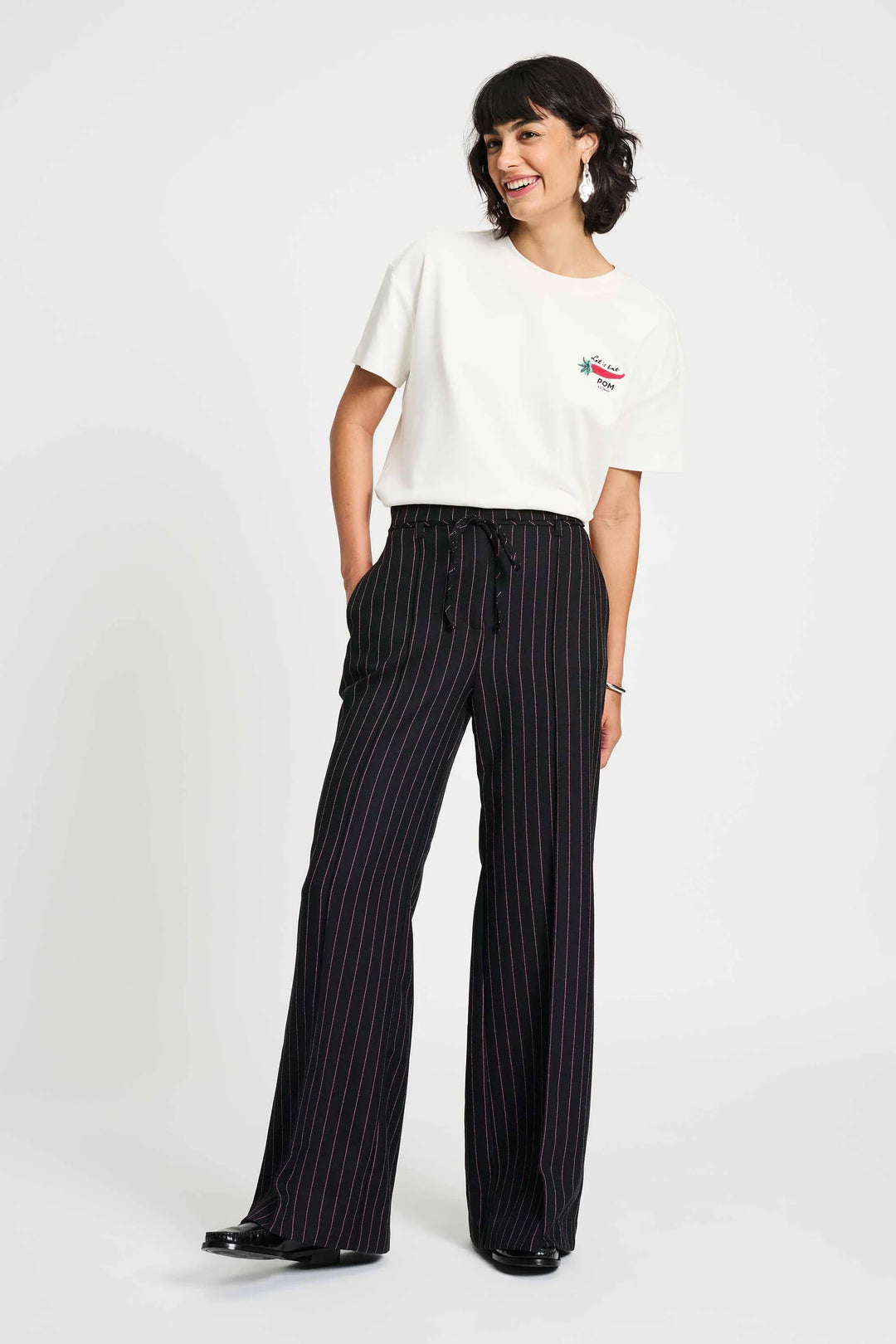 Pom Noir Striped Pants - Shop 9