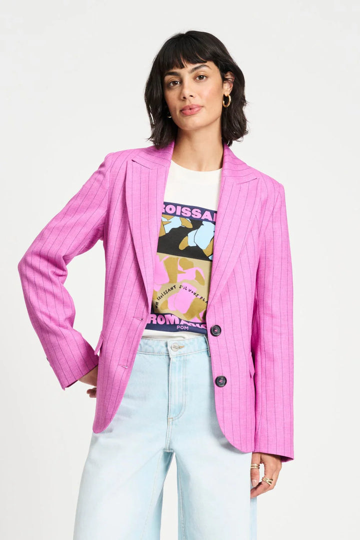 Pom Rose Doux Striped Blazer