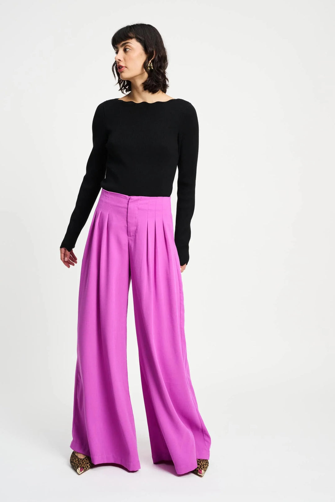 Pom Wide Leg Frosting Pink Pants - Shop 9
