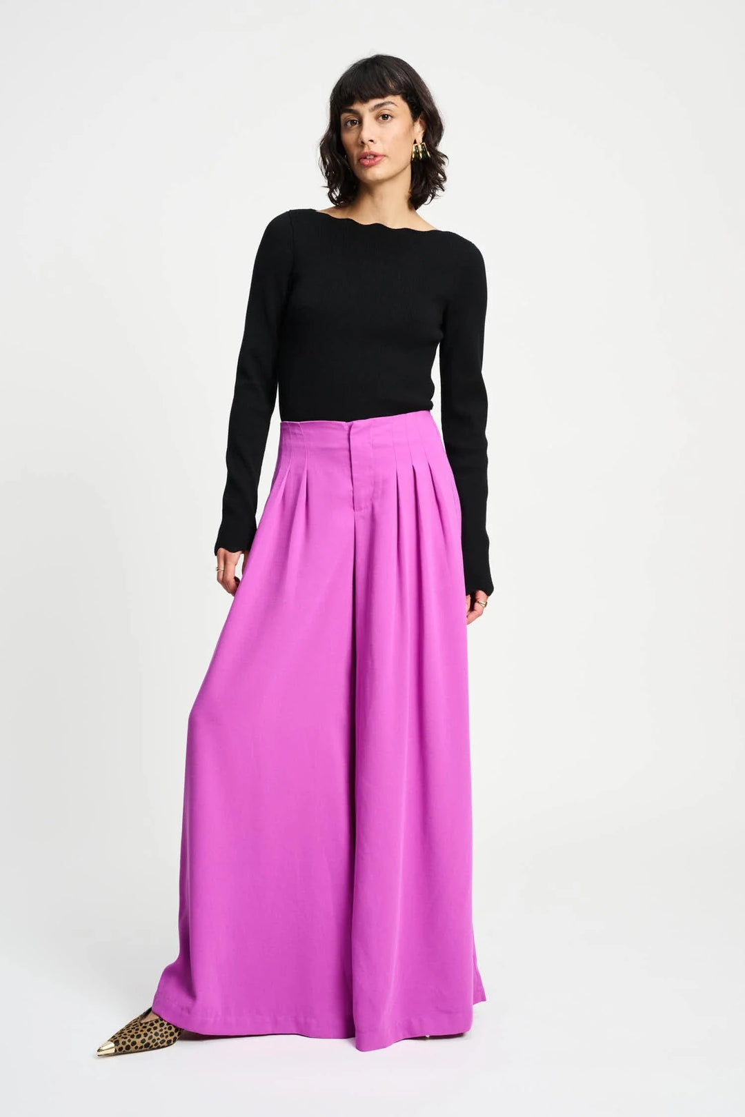Pom Wide Leg Frosting Pink Pants - Shop 9