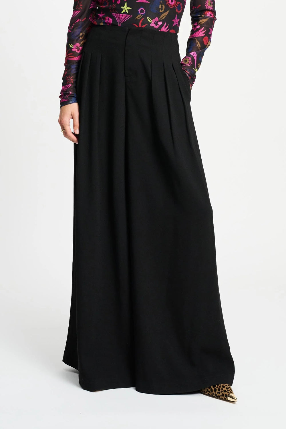 Pom Wide Leg Pants Noir - Black - Shop 9