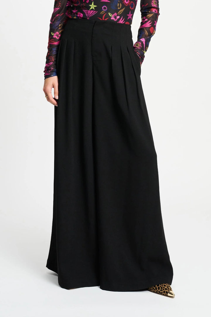 Pom Wide Leg Pants Noir - Black - Shop 9