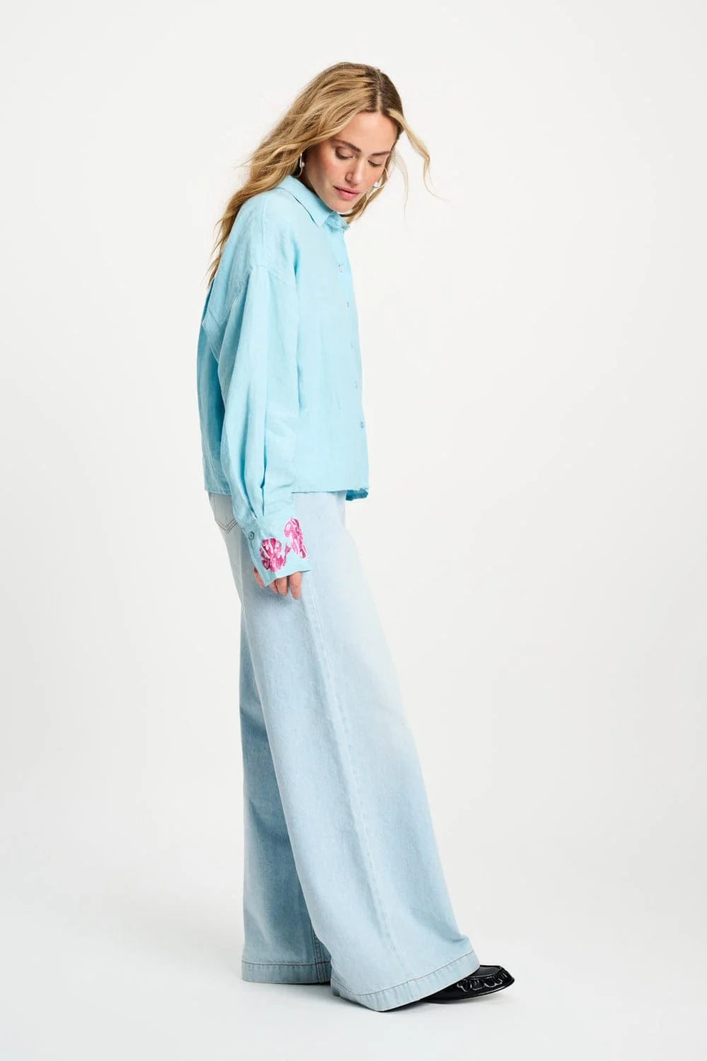 Pom Amsterdam Blouse Blue Sequins Urban Flora