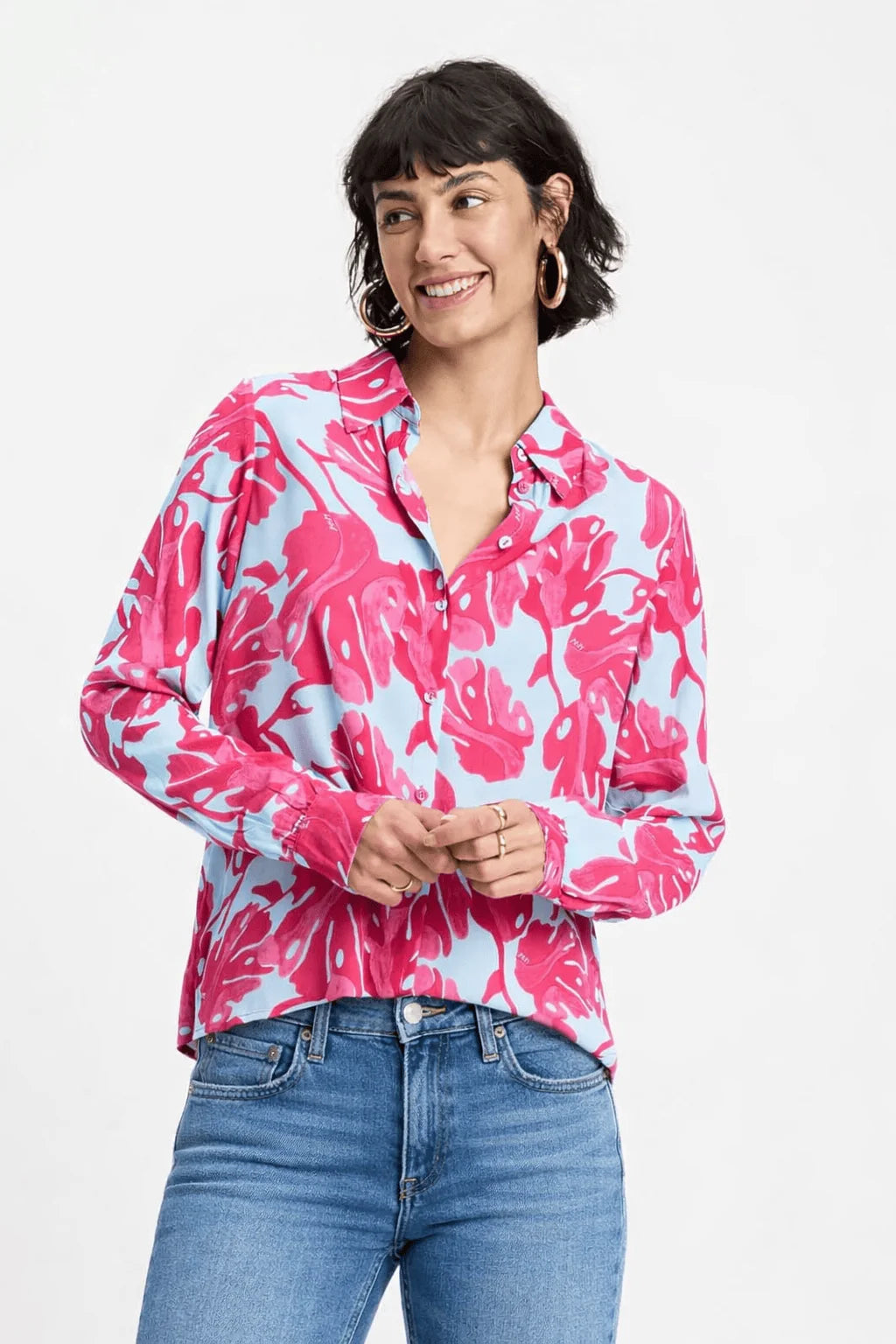 Pom Amsterdam Blouse Mila Urban Flora Blue - Shop 9