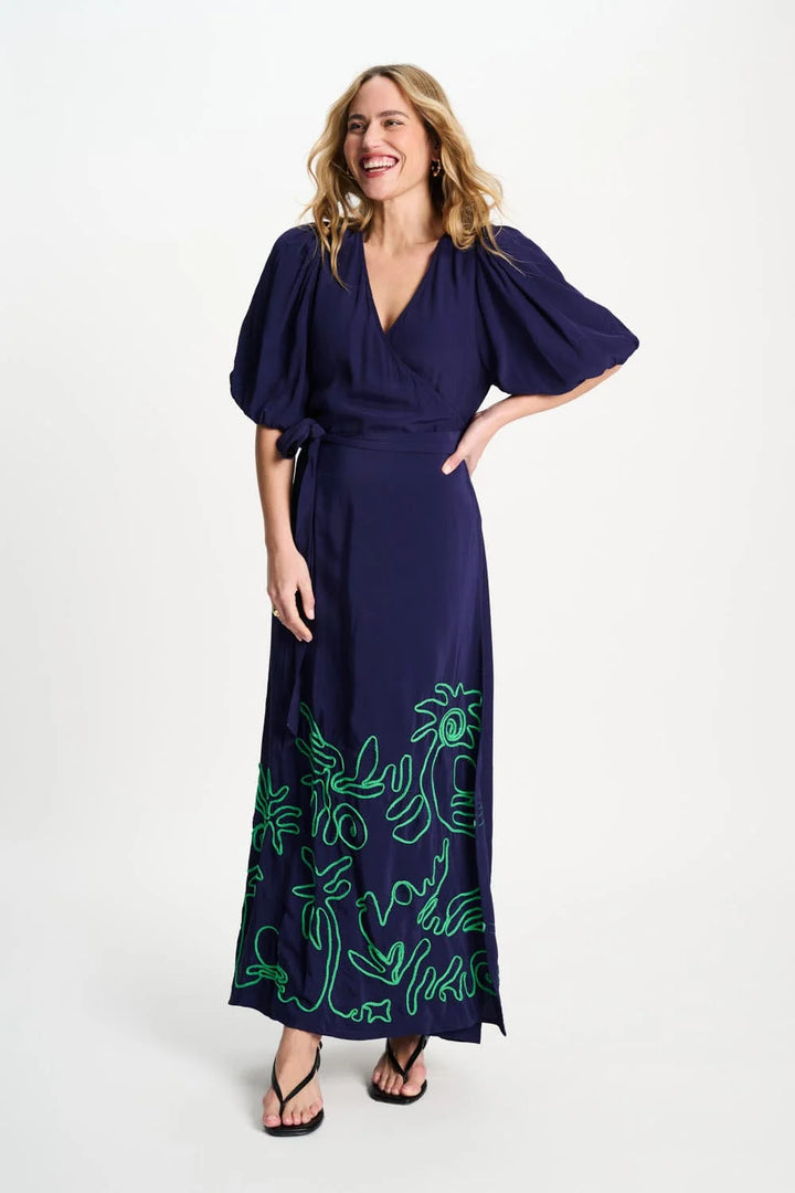 Pom Amsterdam Dress Beach Vibes Tape Night Blue - Shop 9