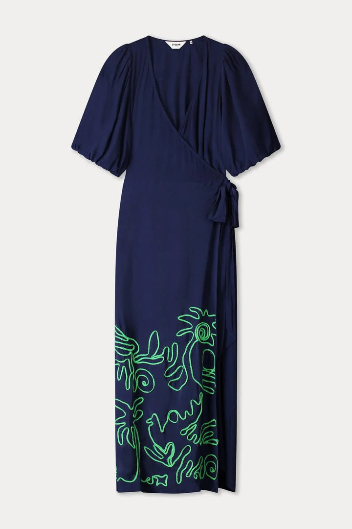 Pom Amsterdam Dress Beach Vibes Tape Night Blue - Shop 9