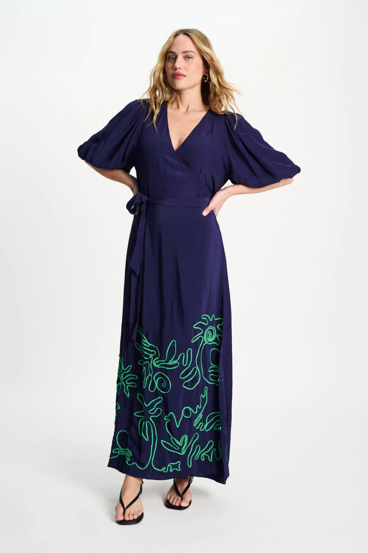 Pom Amsterdam Dress Beach Vibes Tape Night Blue - Shop 9