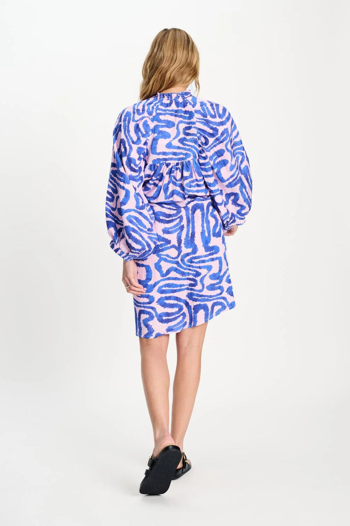Pom Amsterdam Dress Waves Pink Linen - Shop 9