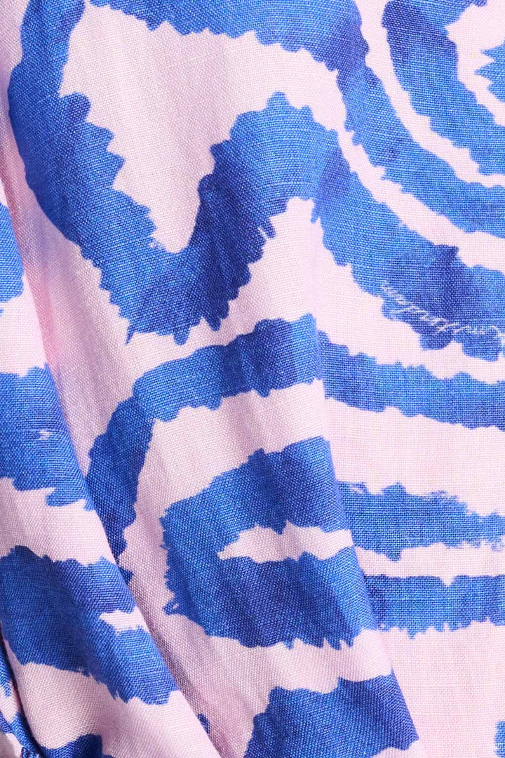 Pom Amsterdam Dress Waves Pink Linen - Shop 9