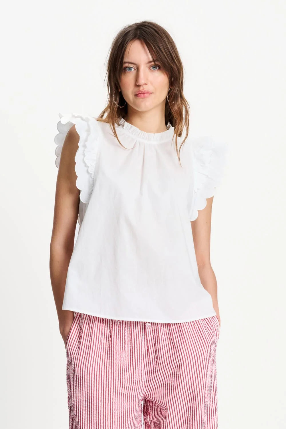 Pom Amsterdam Ruffles Top - Crispy White
