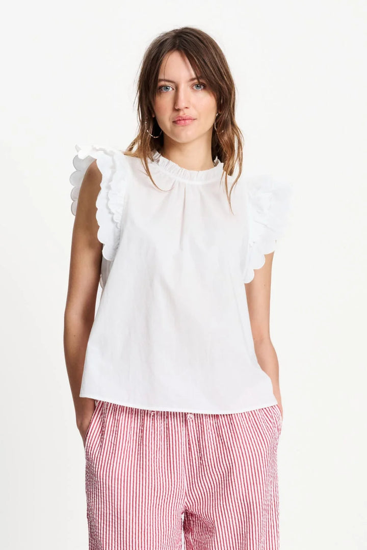 Pom Amsterdam Ruffles Top - Crispy White