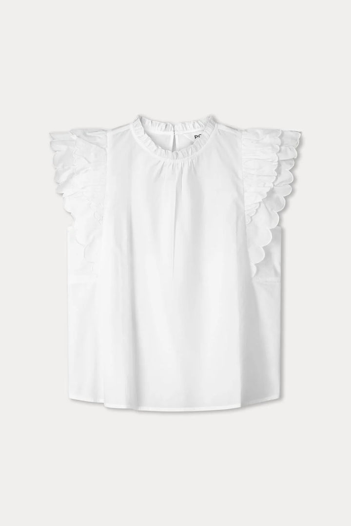 Pom Amsterdam Ruffles Top - Crispy White