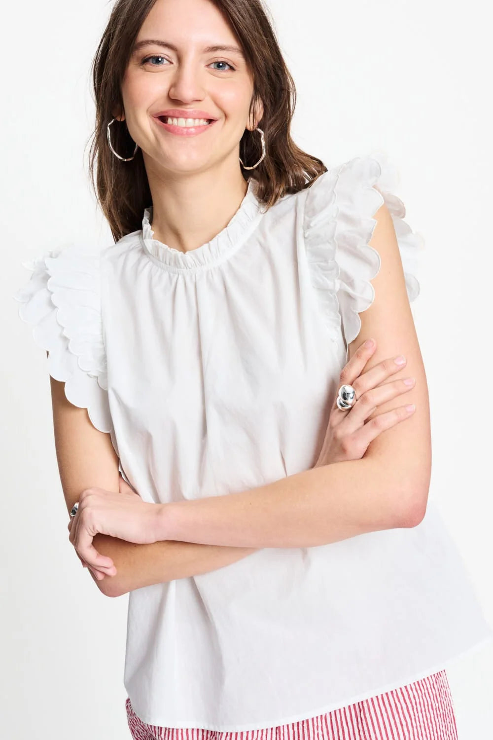 Pom Amsterdam Ruffles Top - Crispy White