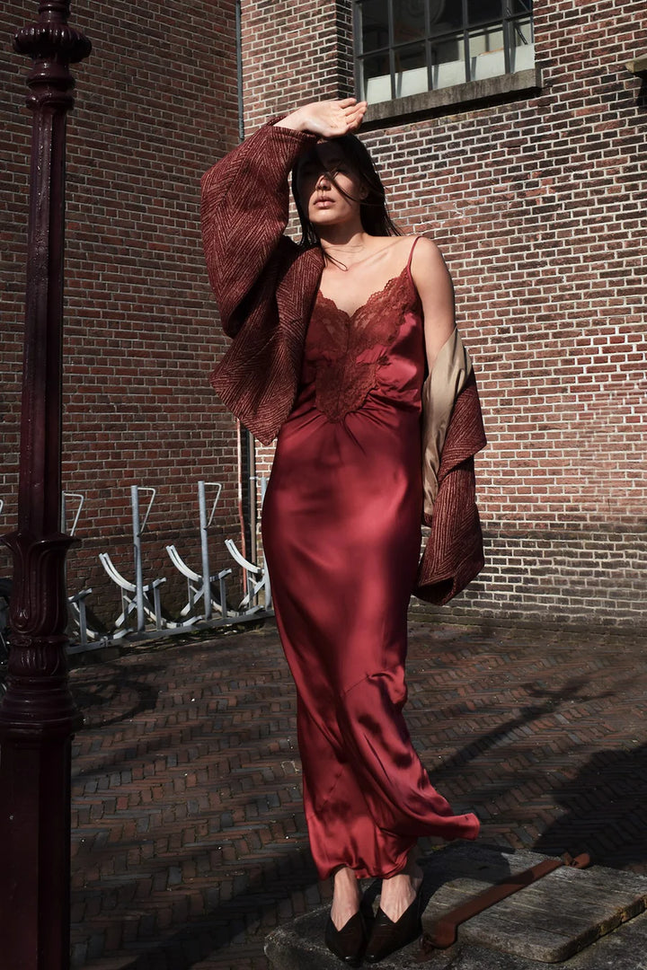 Rabens Saloner Antonella Dress - Burgundy - Shop 9