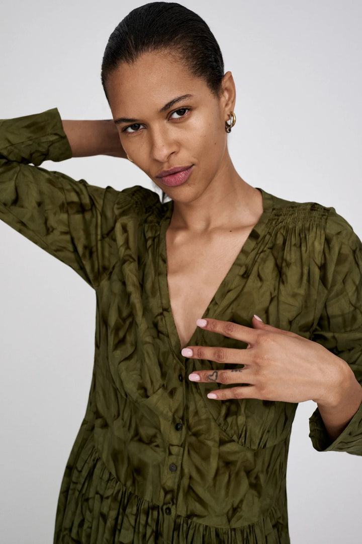 Rabens Saloner Athena Dress - Fern Green Combo - Shop 9