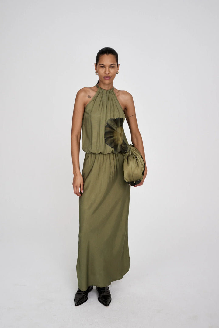 Rabens Saloner Chanette Bloom Halter Dress - Hazelnut Combo - Shop 9
