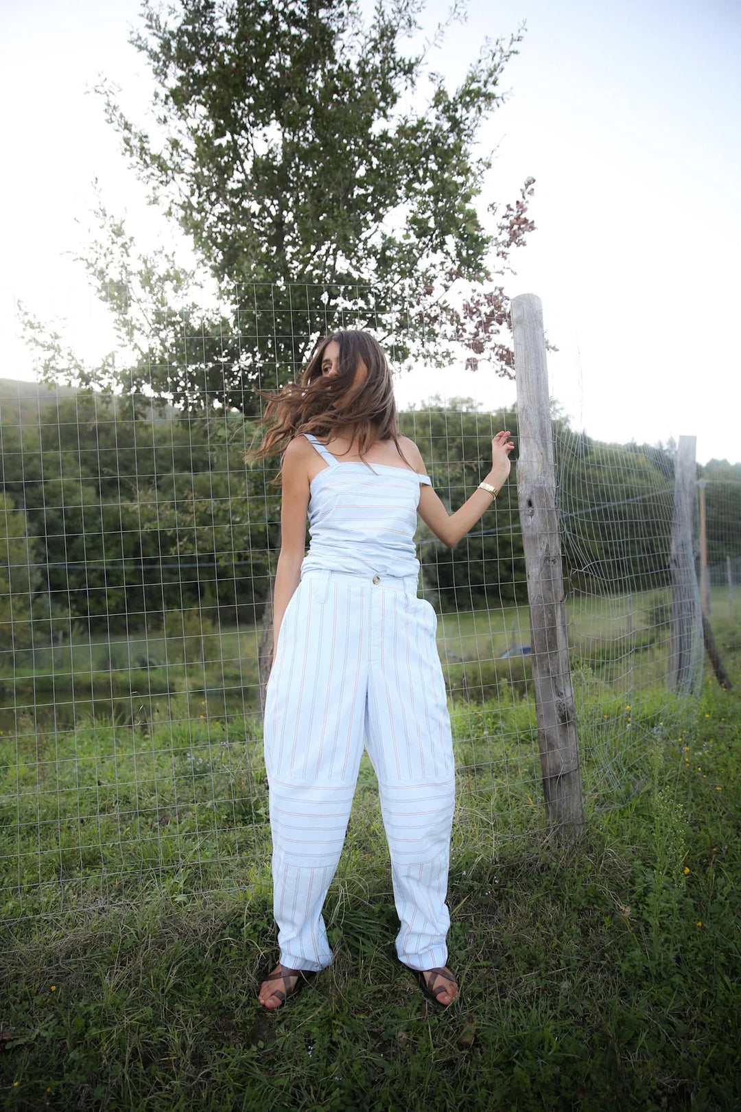 Rabens Saloner Fresia Blue Pyjama Stripe Pant - Shop 9