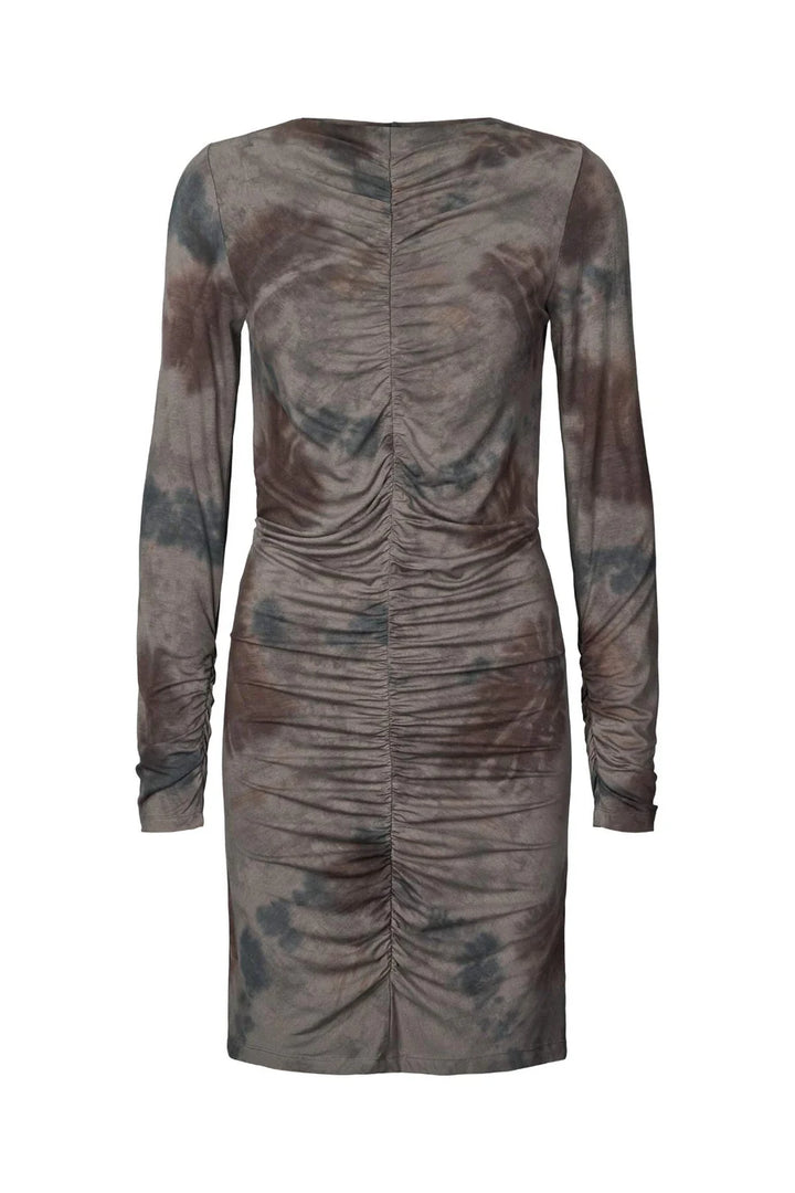Rabens Saloner Isi Mixture Gather Short Dress - Asphalt - Shop 9