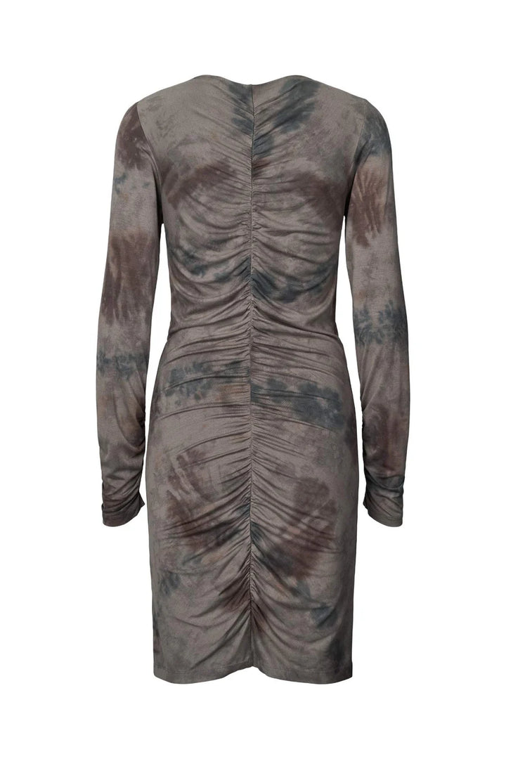 Rabens Saloner Isi Mixture Gather Short Dress - Asphalt - Shop 9