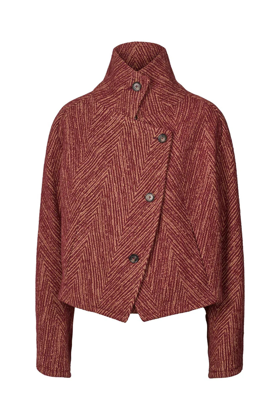 Rabens Saloner Lunna Herringbone Jacket - Burgundy - Shop 9