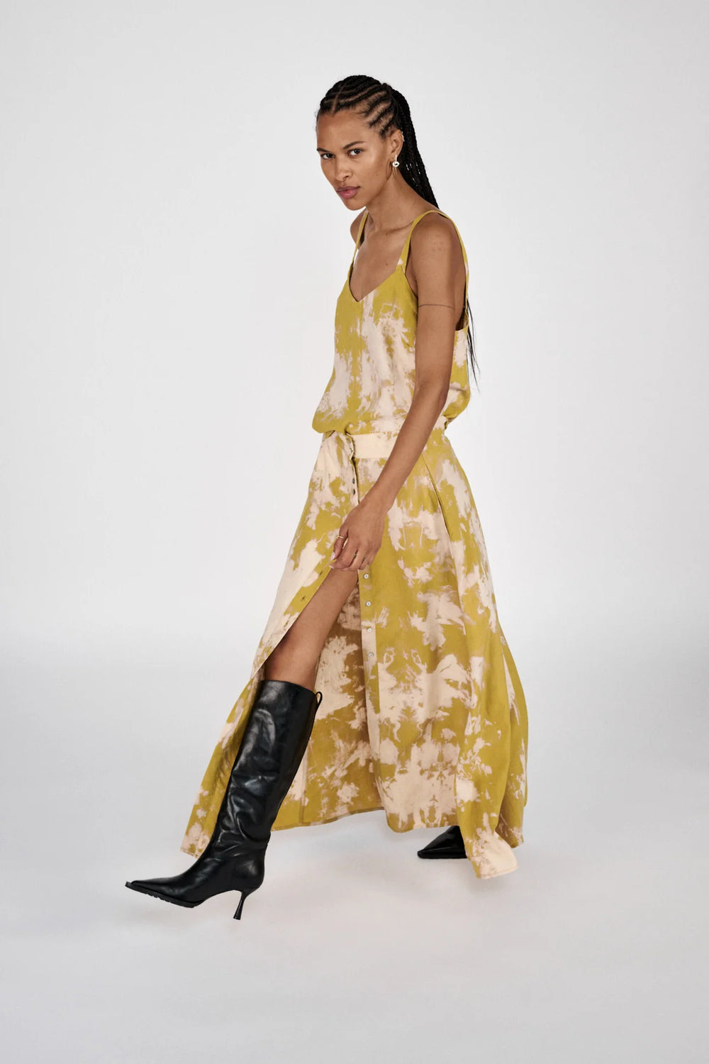 Rabens Saloner Natja Button Skirt - Golden Mustard Combo - Shop 9