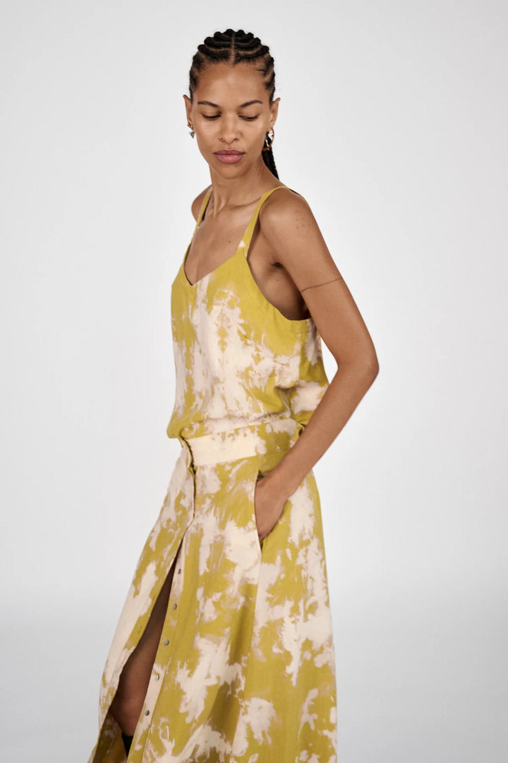 Rabens Saloner Natja Button Skirt - Golden Mustard Combo - Shop 9