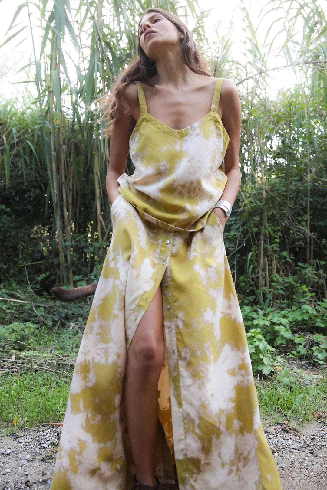 Rabens Saloner Natja Button Skirt - Golden Mustard Combo - Shop 9