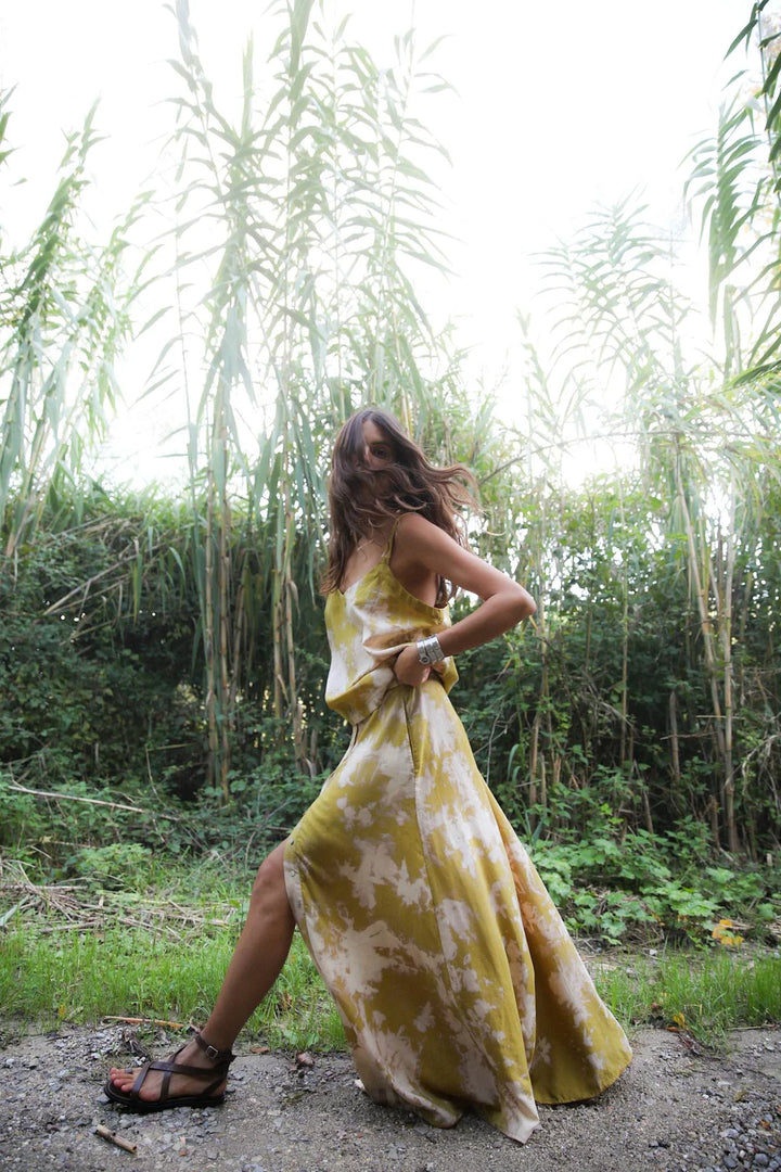 Rabens Saloner Natja Button Skirt - Golden Mustard Combo - Shop 9