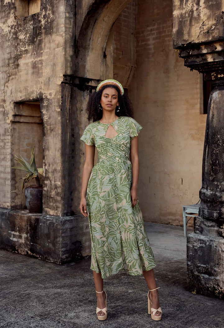 Rio Cotton Silk Midi Dress - Jungle Tropico - Shop 9