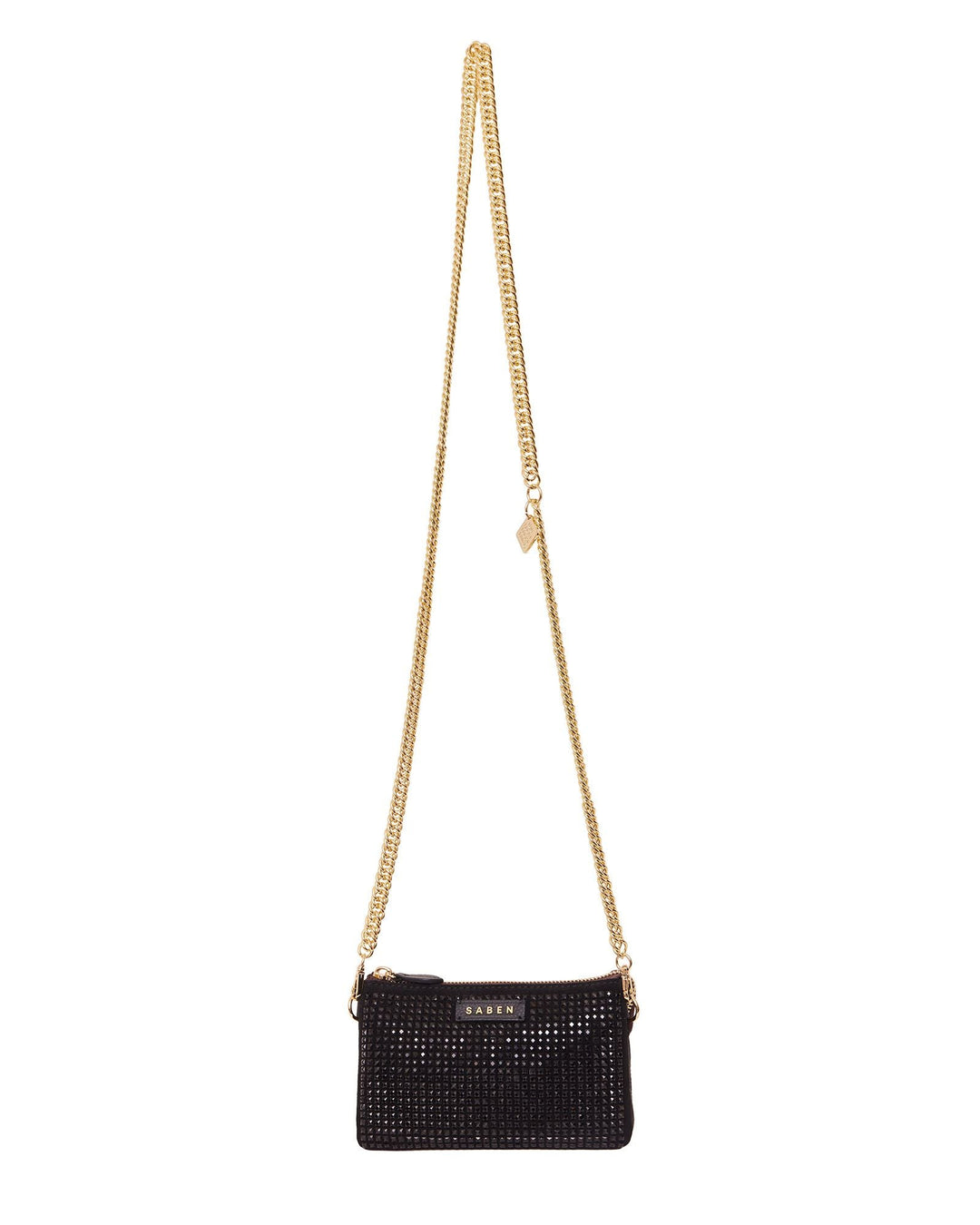 Saben Lily Mini Bag Black Crystal + Gold Curb Chain – Shop 9