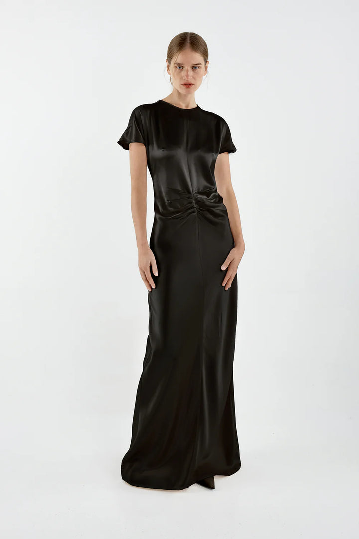Sofia Irina Bianca Maxi Gathered Gown - Black - Shop 9