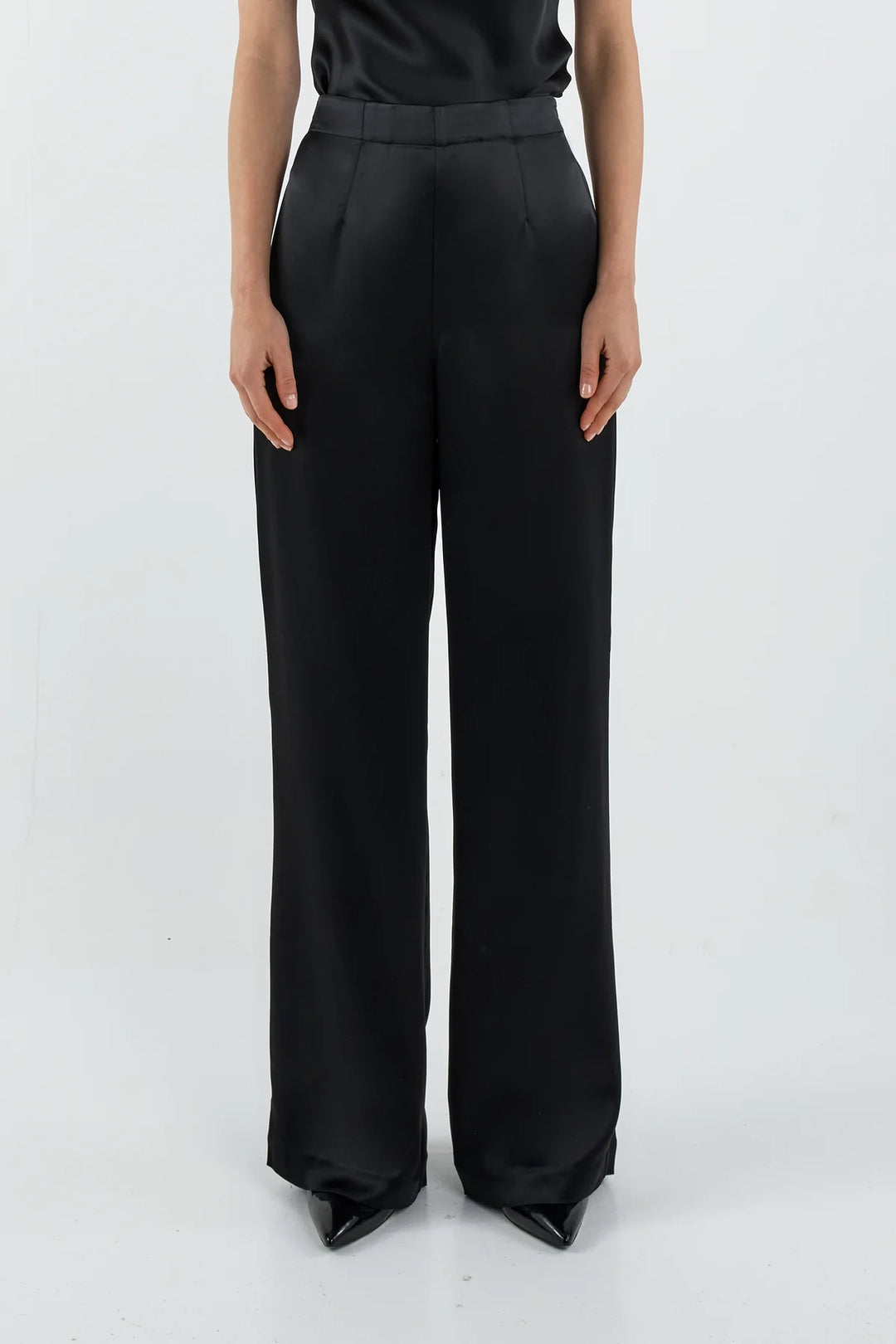 Sofia Irina Jane Satin Pant - Black - Shop 9