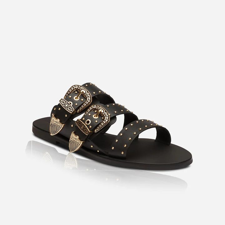 Sol Sana Eastwood Stud Slide - Black/Gold - Shop 9