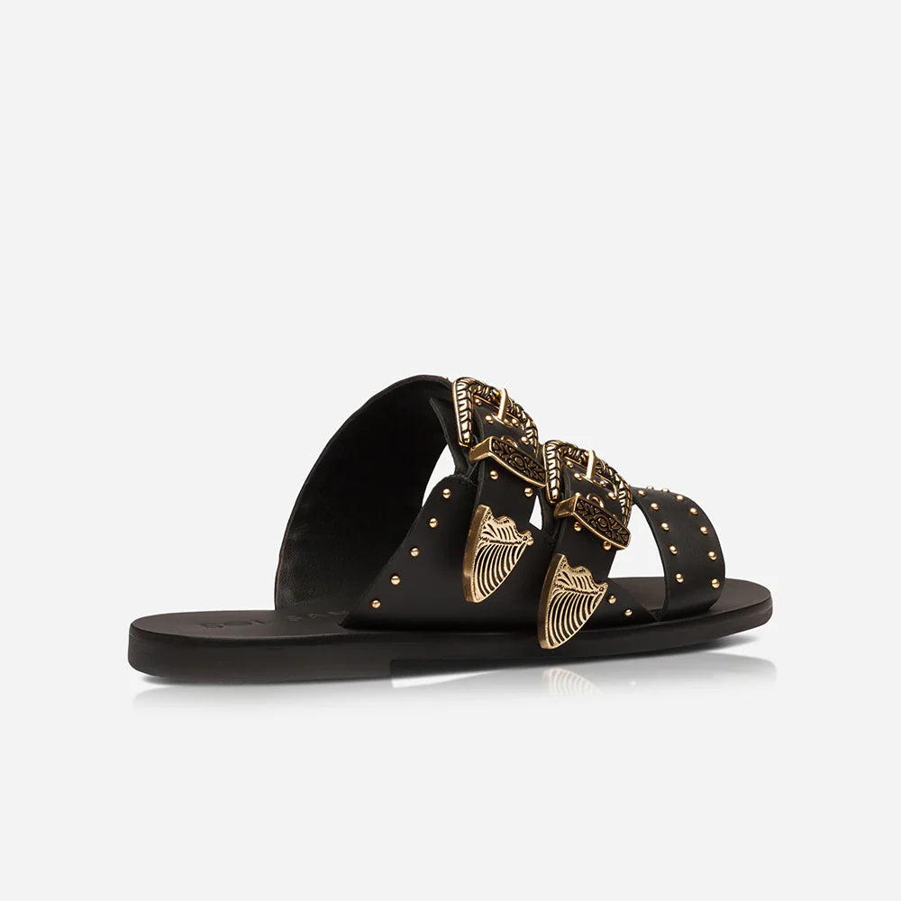Sol Sana Eastwood Stud Slide - Black/Gold - Shop 9
