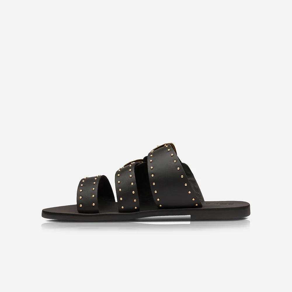 Sol Sana Eastwood Stud Slide - Black/Gold - Shop 9