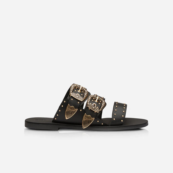 Sol Sana Eastwood Stud Slide - Black/Gold - Shop 9