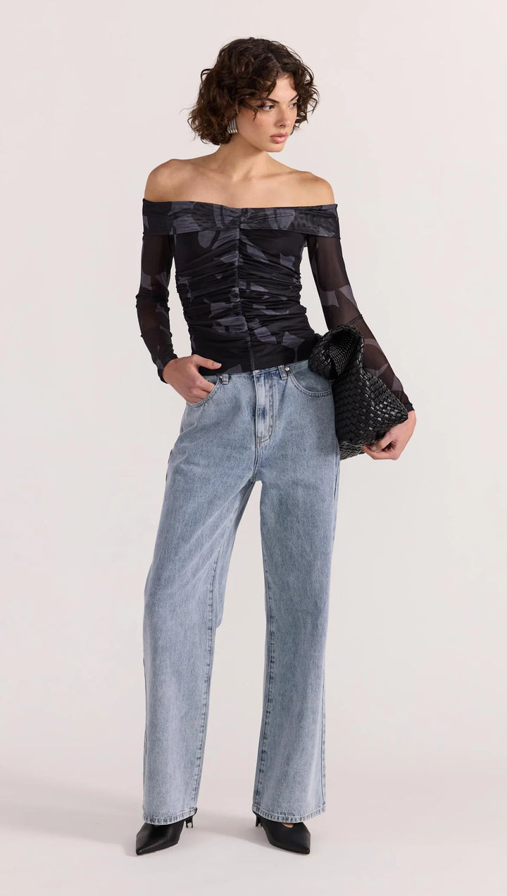 Staple The Label Aura Mesh Off Shoulder Top - Abstract - Shop 9