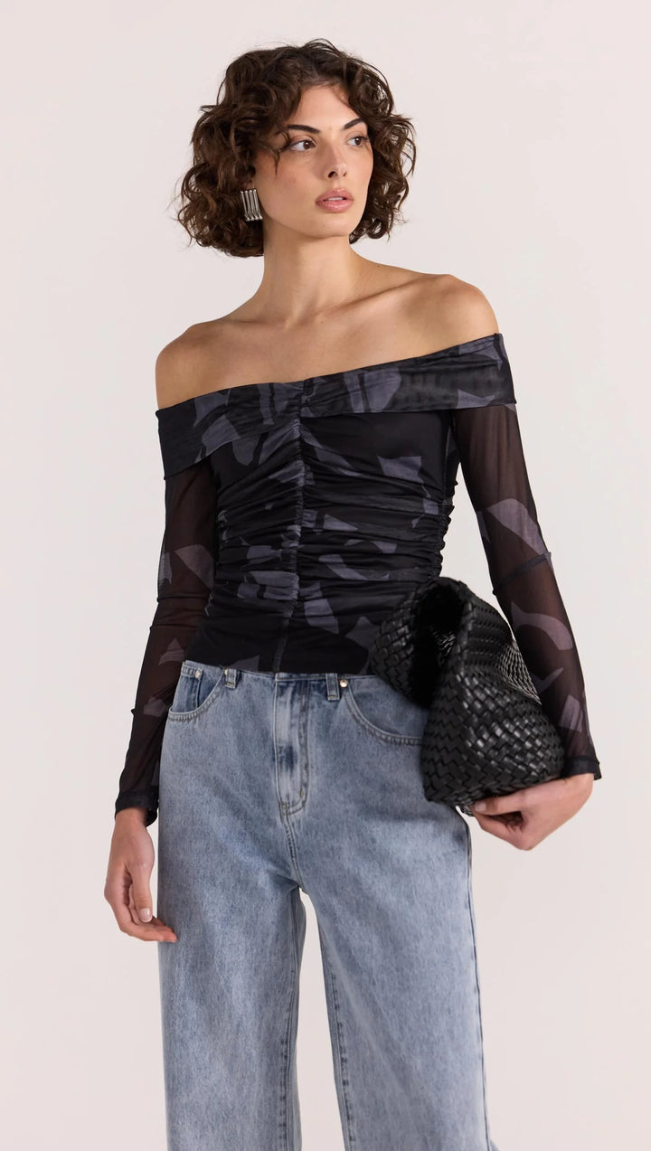 Staple The Label Aura Mesh Off Shoulder Top - Abstract - Shop 9