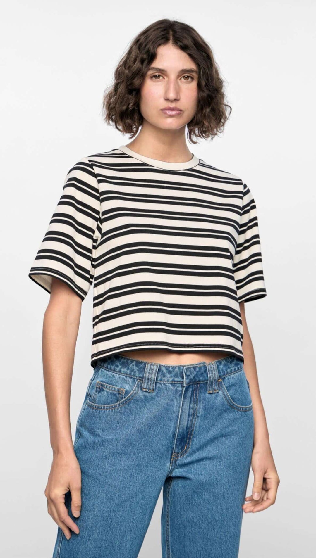 Staple The Label Elara Crop Tee - Black + White - Shop 9