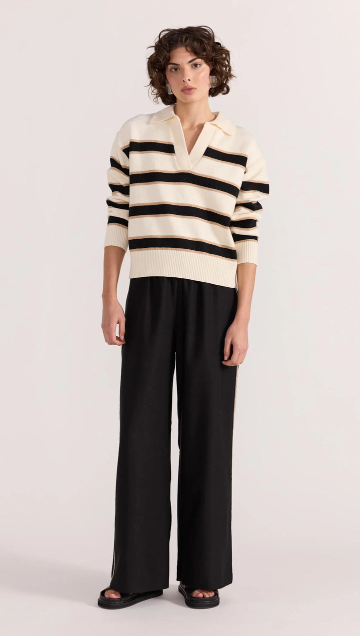 Staple The Label Hudson Polo Jumper - Cream/Black - Shop 9