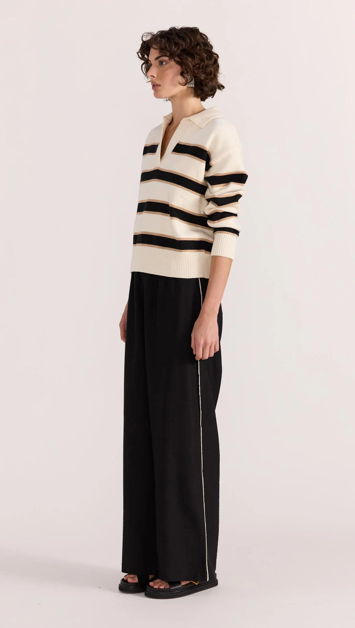 Staple The Label Hudson Polo Jumper - Cream/Black - Shop 9